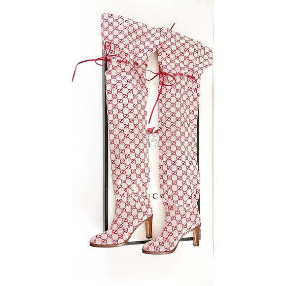 Gucci GG Monogram Canvas Thigh High Tall Lisa Boots Size 36, 6 - Picture 1 of 13